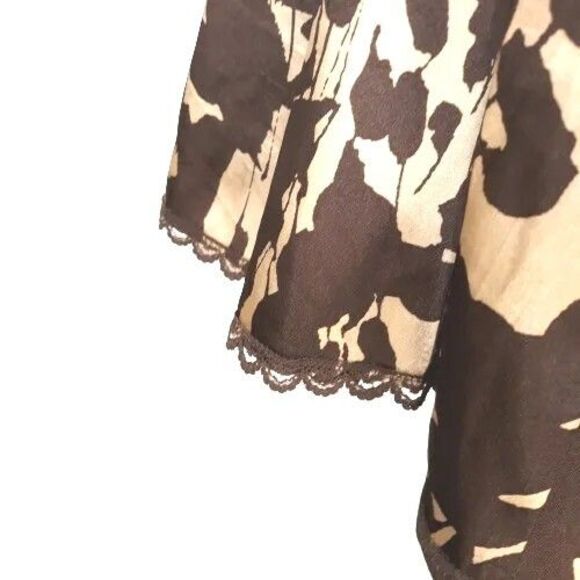 APOSTROPHE Skirt Size 8 Brown Tan Cream Graphic Pattern Lined Lace Hem - Picture 6 of 9